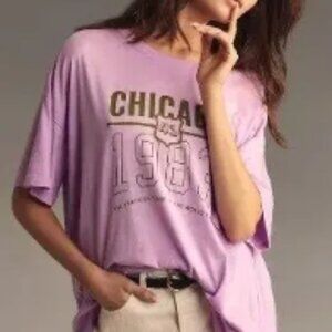 Pilcro Anthropologie Vintage Dad T Shirt Chicago Purple Small Medium